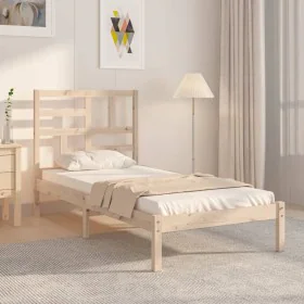 Solid pine wood bed frame 90x200 cm by vidaXL, Beds and slatted bases - Ref: Foro24-3105935, Price: 80,28 €, Discount: %