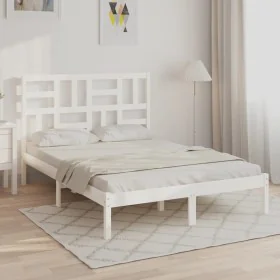 Solid white pine wood bed frame 120x200 cm by vidaXL, Beds and slatted bases - Ref: Foro24-3105946, Price: 114,88 €, Discount: %
