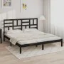 Solid black pine wood bed frame 200x200 cm by vidaXL, Beds and slatted bases - Ref: Foro24-3105974, Price: 156,25 €, Discount: %
