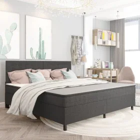 Box spring bed dark gray fabric 200x200 cm by vidaXL, Beds and slatted bases - Ref: Foro24-3054797, Price: 774,04 €, Discount: %