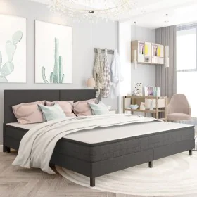 Box spring bed dark gray fabric 200x200 cm by vidaXL, Beds and slatted bases - Ref: Foro24-3054711, Price: 746,61 €, Discount: %