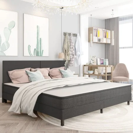 Box spring bed dark gray fabric 200x200 cm by vidaXL, Beds and slatted bases - Ref: Foro24-3054711, Price: 752,52 €, Discount: %