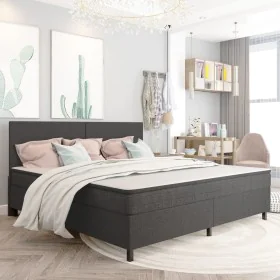 Box spring bed dark gray fabric 200x200 cm by vidaXL, Beds and slatted bases - Ref: Foro24-3054793, Price: 764,95 €, Discount: %