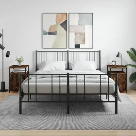 Mesitas noche 2 uds madera contrachapada roble humo 40x42x60 cm de vidaXL, Mesitas de noche - Ref: Foro24-826038, Precio: 53,...