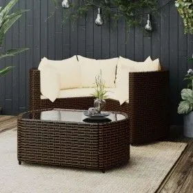 Garden furniture set, 4 pieces, with brown synthetic rattan cushions. by vidaXL, Garden sets - Ref: Foro24-319760, Price: 194...