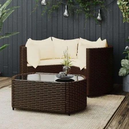4-teiliges Gartenmöbel-Set und Kissen aus braunem synthetischem Rattan von vidaXL, Gartensets - Ref: Foro24-319760, Preis: 19...