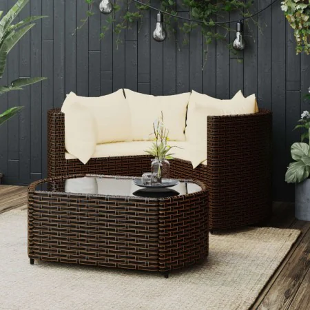 Garden furniture set, 4 pieces, with brown synthetic rattan cushions. by vidaXL, Garden sets - Ref: Foro24-319760, Price: 193...