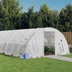 Gewächshaus mit weißer Stahlkonstruktion 56 m² 14x4x2 m von vidaXL, Gewächshäuser - Ref: Foro24-3188077, Preis: 607,17 €, Rab...