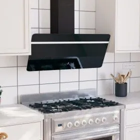 Steel and black tempered glass wall extractor hood 90 cm by vidaXL, Extractors - Ref: Foro24-51673, Price: 230,61 €, Discount: %