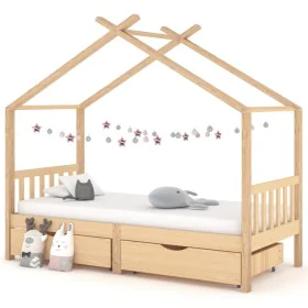 Kinderbettgestell mit Schubladen aus massivem Kiefernholz 90x200 cm von vidaXL, Kinderbetten und Betten für Kinder - Ref: For...