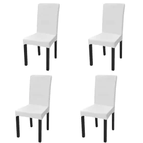 Elastische Stuhlhülle gerade 4 Stück weiß von vidaXL, Abdeckungen - Ref: Foro24-131418, Preis: 16,63 €, Rabatt: %