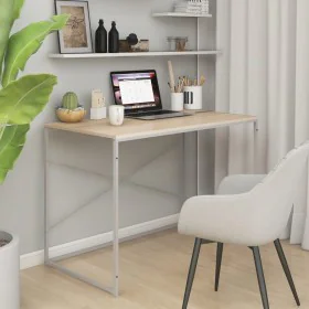 Computertisch aus weißem und Eichenholzwerkstoff von vidaXL, Schreibtische - Ref: Foro24-30210, Preis: 88,31 €, Rabatt: %