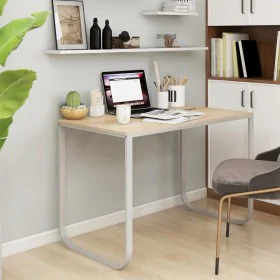 Computertisch aus weißem und Eichenholzwerkstoff von vidaXL, Schreibtische - Ref: Foro24-30202, Preis: 110,36 €, Rabatt: %