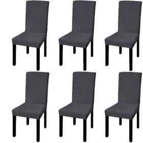 Gerader elastischer Stuhlbezug 6 Einheiten anthrazitgrau von vidaXL, Abdeckungen - Ref: Foro24-131422, Preis: 23,91 €, Rabatt: %