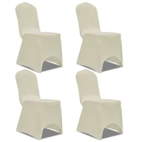 Elastischer Stuhlbezug 4 Einheiten cremefarben von vidaXL, Abdeckungen - Ref: Foro24-131410, Preis: 18,51 €, Rabatt: %