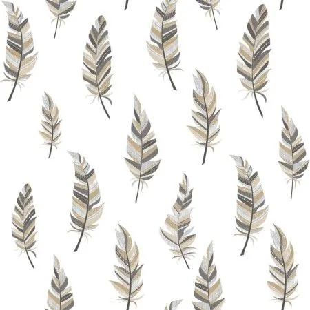 Urban Friends & Coffee White and silver feather wallpaper by Noordwand, Painted paper - Ref: Foro24-425311, Price: 24,58 €, D...