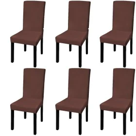 Gerader elastischer Stuhlbezug 6 Einheiten braun von vidaXL, Abdeckungen - Ref: Foro24-131423, Preis: 22,71 €, Rabatt: %