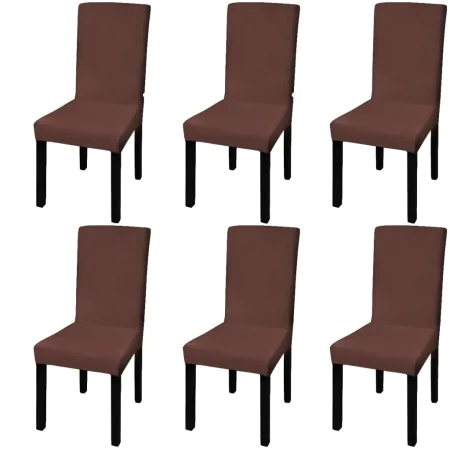 Gerader elastischer Stuhlbezug 6 Einheiten braun von vidaXL, Abdeckungen - Ref: Foro24-131423, Preis: 23,10 €, Rabatt: %