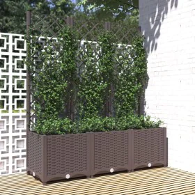 Planter with brown PP trellis 120x40x136 cm by vidaXL, Pots and planters - Ref: Foro24-318263, Price: 127,50 €, Discount: %