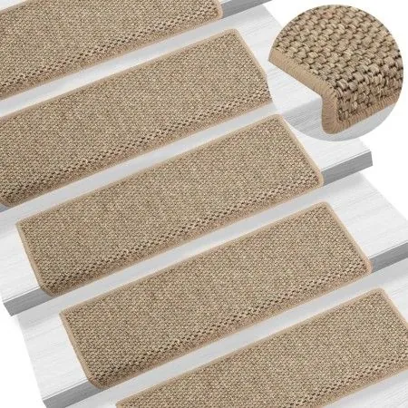 Self-adhesive sisal stair tread mat, set of 15 in beige, 65x21x4 cm by vidaXL, Stair mats - Ref: Foro24-326890, Price: 95,48 ...