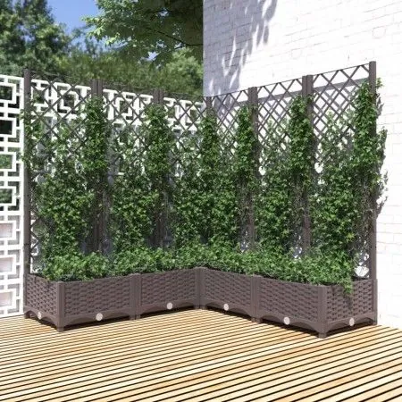Planter with brown PP trellis 120x120x121.5 cm by vidaXL, Pots and planters - Ref: Foro24-318266, Price: 163,94 €, Discount: %