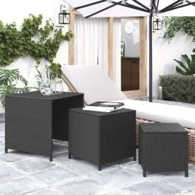 Stackable tables 3 pieces black synthetic rattan by vidaXL, Side tables - Ref: Foro24-319412, Price: 78,06 €, Discount: %