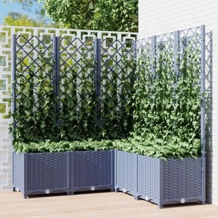 Planter with trellis PP dark gray 120x120x136 cm by vidaXL, Pots and planters - Ref: Foro24-318257, Price: 137,93 €, Discount: %