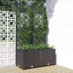 Planter with black PP trellis 80x40x136 cm by vidaXL, Pots and planters - Ref: Foro24-318271, Price: 89,25 €, Discount: %