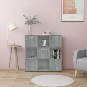 Estantería madera contrachapada gris sonoma 90x30x90cm de vidaXL, Librerías y estanterías - Ref: Foro24-815550, Precio: 90,10...