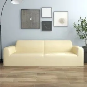 Elastic cover for a 3-seater sofa in cream polyester jersey fabric. by vidaXL, Covers - Ref: Foro24-332946, Price: 25,16 €, D...