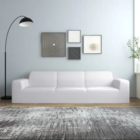 Stretch sofa cover for 4-seater polyester white jersey by vidaXL, Covers - Ref: Foro24-332951, Price: 28,83 €, Discount: %