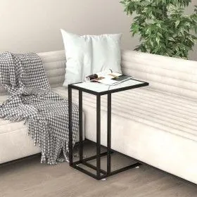 White marble transparent glass computer table 50x35x65cm by vidaXL, Side tables - Ref: Foro24-331652, Price: 41,76 €, Discoun...