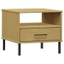 OSLO bedside table metal legs solid pine wood brown by vidaXL, Side tables - Ref: Foro24-351030, Price: 44,20 €, Discount: %