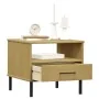 OSLO bedside table metal legs solid pine wood brown by vidaXL, Side tables - Ref: Foro24-351030, Price: 44,20 €, Discount: %
