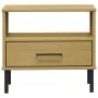 OSLO bedside table metal legs solid pine wood brown by vidaXL, Side tables - Ref: Foro24-351030, Price: 44,20 €, Discount: %