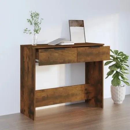 Smoked oak plywood console table 90x36x75 cm by vidaXL, Side tables - Ref: Foro24-817072, Price: 55,89 €, Discount: %
