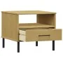 OSLO bedside table metal legs solid pine wood brown by vidaXL, Side tables - Ref: Foro24-351030, Price: 44,20 €, Discount: %