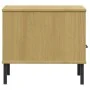 OSLO bedside table metal legs solid pine wood brown by vidaXL, Side tables - Ref: Foro24-351030, Price: 44,20 €, Discount: %
