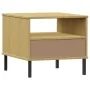 OSLO bedside table metal legs solid pine wood brown by vidaXL, Side tables - Ref: Foro24-351030, Price: 44,20 €, Discount: %