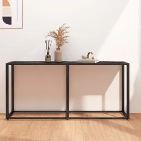 Tempered glass and black marble console table 160x35x75.5 cm by vidaXL, Side tables - Ref: Foro24-331681, Price: 84,95 €, Dis...