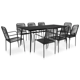 9-piece garden dining set made of cotton rope and black steel by vidaXL, Garden sets - Ref: Foro24-3058280, Price: 598,08 €, ...