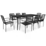 9-teiliges Garten-Esszimmer-Set aus Baumwollseil und schwarzem Stahl von vidaXL, Gartensets - Ref: Foro24-3058280, Preis: 598...