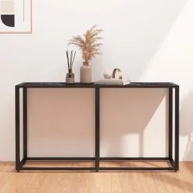 Black marble tempered glass console table 140x35x75.5cm by vidaXL, Side tables - Ref: Foro24-331677, Price: 73,66 €, Discount: %