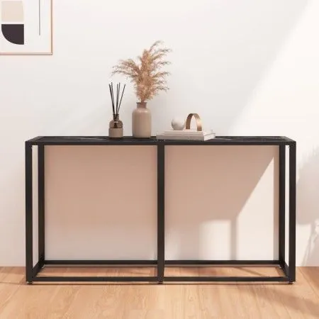 Black marble tempered glass console table 140x35x75.5cm by vidaXL, Side tables - Ref: Foro24-331677, Price: 73,66 €, Discount: %