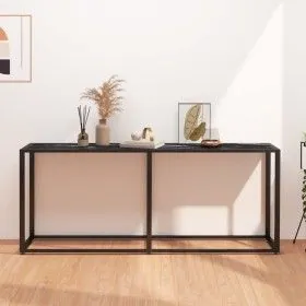 Black marble tempered glass console table 180x35x75.5 cm by vidaXL, Side tables - Ref: Foro24-331685, Price: 94,45 €, Discoun...