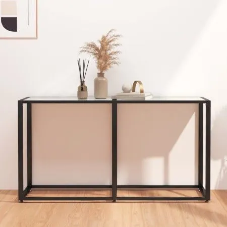 White marble tempered glass console table 140x35x75.5cm by vidaXL, Side tables - Ref: Foro24-331676, Price: 76,36 €, Discount: %