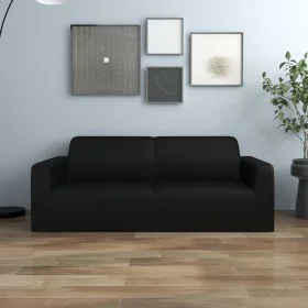 Elastische Hülle für 2-Sitzer-Sofa aus schwarzem Polyester-Jersey von vidaXL, Abdeckungen - Ref: Foro24-332933, Preis: 30,84 ...
