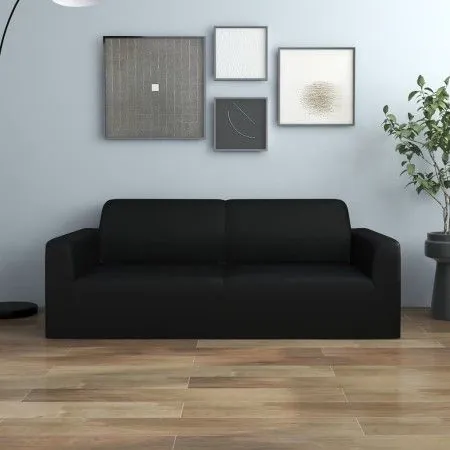 Elastische Hülle für 2-Sitzer-Sofa aus schwarzem Polyester-Jersey von vidaXL, Abdeckungen - Ref: Foro24-332933, Preis: 30,84 ...