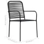 9-teiliges Garten-Esszimmer-Set aus Baumwollseil und schwarzem Stahl von vidaXL, Gartensets - Ref: Foro24-3058280, Preis: 598...