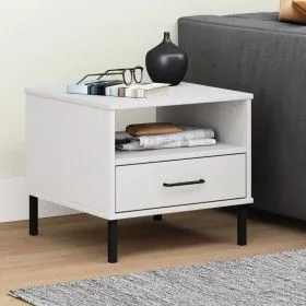 OSLO bedside table metal legs solid white pine wood by vidaXL, Side tables - Ref: Foro24-351032, Price: 46,62 €, Discount: %